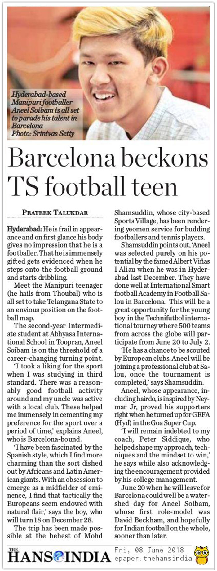 Barcelona beacon teenager Aneel Soiban of Class 12